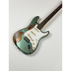 FENDER CUSTOM SHOP STRATOCASTER 1965 SUPER HEAVY RELIC SF Aged Sherwood Green Metallic over 3 Ton Sunburst