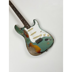 FENDER CUSTOM SHOP STRATOCASTER 1965 SUPER HEAVY RELIC SF Aged Sherwood Green Metallic over 3 Ton Sunburst