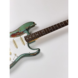 FENDER CUSTOM SHOP STRATOCASTER 1965 SUPER HEAVY RELIC SF Aged Sherwood Green Metallic over 3 Ton Sunburst
