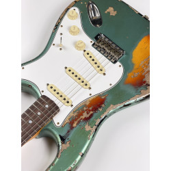 FENDER CUSTOM SHOP STRATOCASTER 1965 SUPER HEAVY RELIC SF Aged Sherwood Green Metallic over 3 Ton Sunburst
