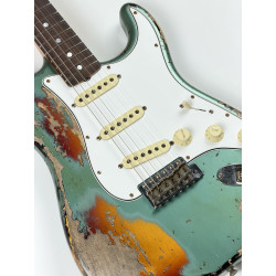 FENDER CUSTOM SHOP STRATOCASTER 1965 SUPER HEAVY RELIC SF Aged Sherwood Green Metallic over 3 Ton Sunburst
