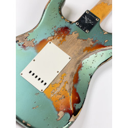 FENDER CUSTOM SHOP STRATOCASTER 1965 SUPER HEAVY RELIC SF Aged Sherwood Green Metallic over 3 Ton Sunburst