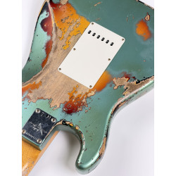 FENDER CUSTOM SHOP STRATOCASTER 1965 SUPER HEAVY RELIC SF Aged Sherwood Green Metallic over 3 Ton Sunburst